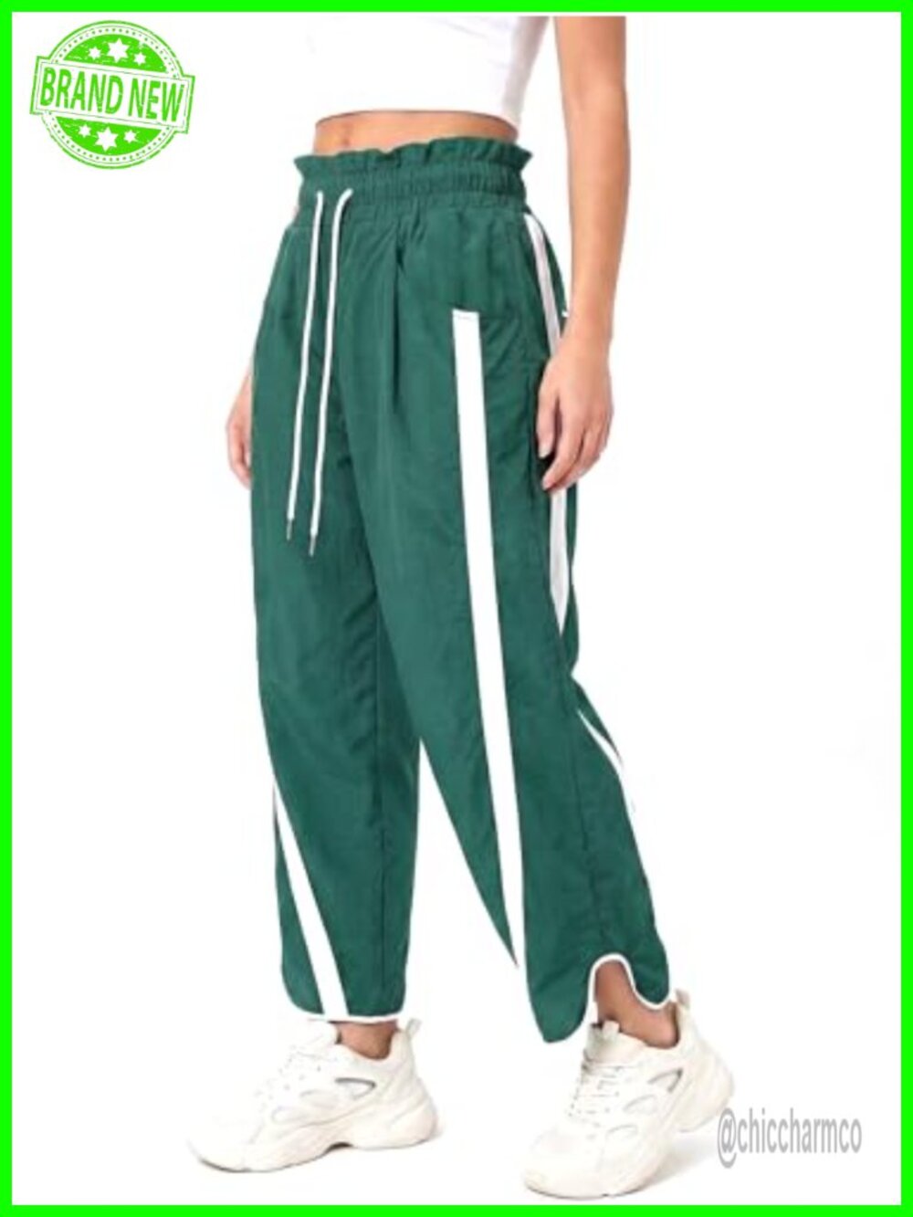 Women's Baggy Wide Leg Track Pants Polyester Drawstring Joggers